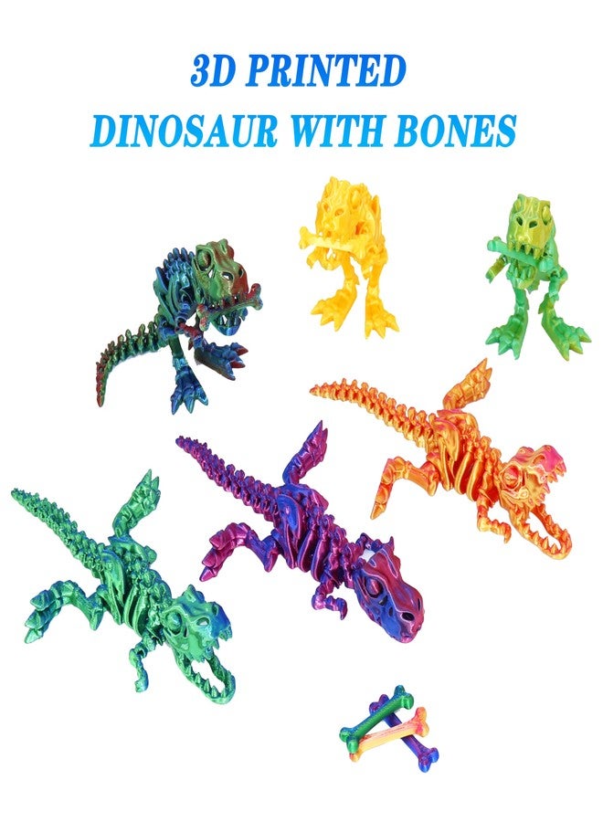DEFORAGE 6pcs 3D Printed Dinosaur Skeletons,Articulated 3D T-Rex Skeletons, 3D Animals Dinosaur Figurine with Bones, 3D Printed Tyrannosaurus Rex Holiday Party Decor, ADHD, Autism, Anxiety Relief - Image 4